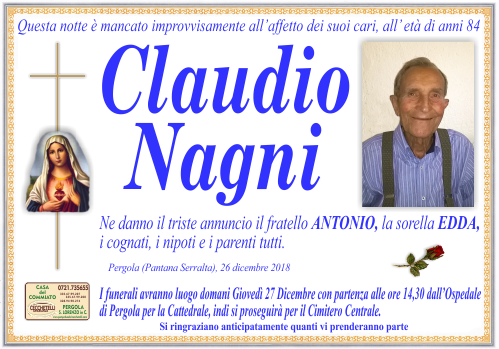 manifesto funebre di Nagni Claudio