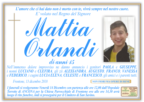 manifesto funebre di Orlandi Mattia