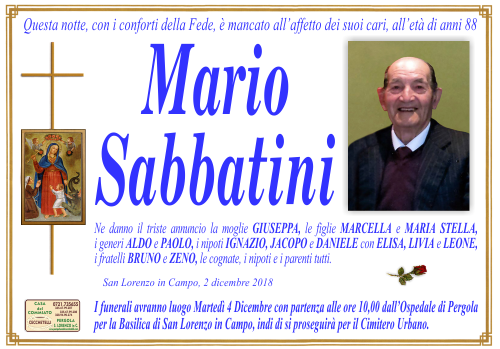 manifesto funebre di Sabbatini Mario