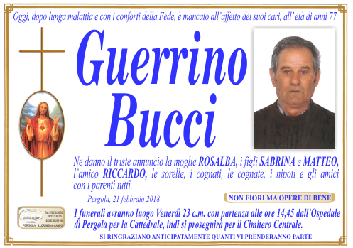 manifesto funebre di Bucci Guerrino