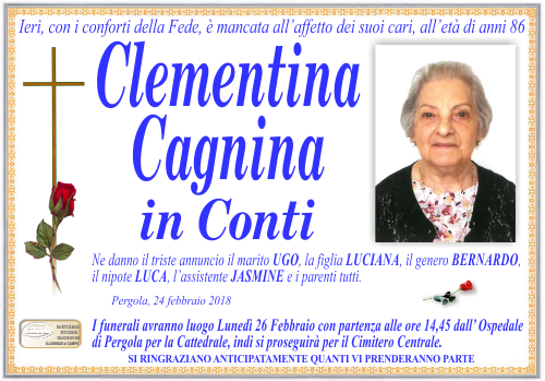 manifesto funebre di Cagnina Clementina