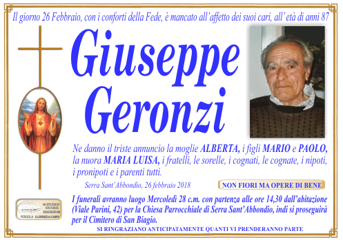 manifesto funebre di Geronzi Giuseppe