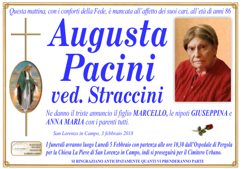 manifesto funebre di Pacini Augusta