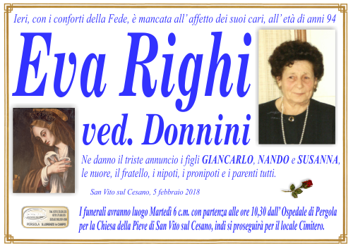 manifesto funebre di Righi Eva