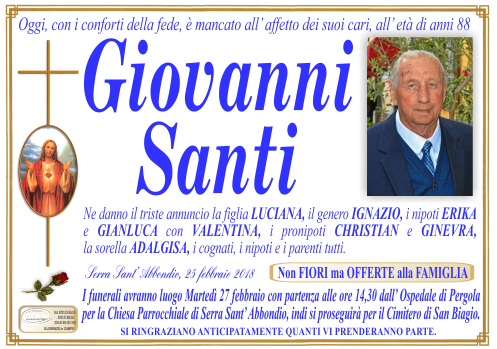 manifesto funebre di Santi Giovanni