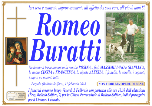 manifesto funebre di Buratti Romeo