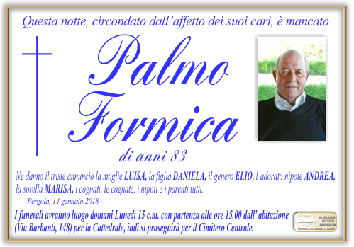 manifesto funebre di Formica Palmo