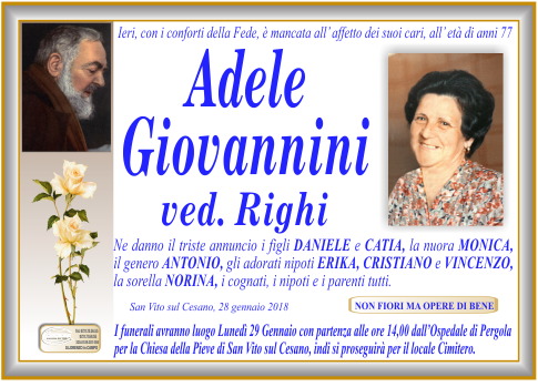 manifesto funebre di Giovannini Adele