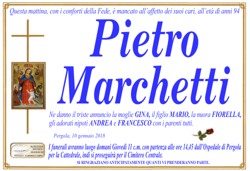 manifesto funebre di Marchetti Pietro