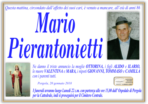 manifesto funebre di Pierantonietti Mario