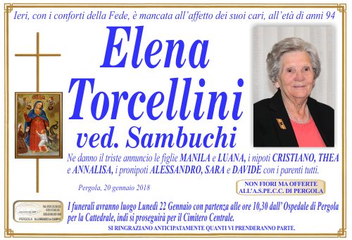 manifesto funebre di Torcellini Elena