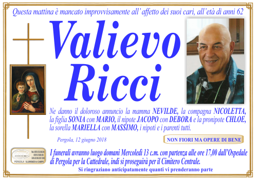 manifesto funebre di Ricci Valievo