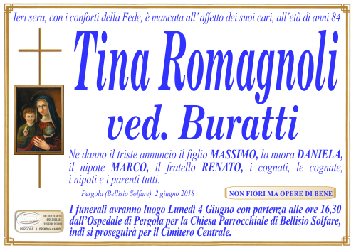 manifesto funebre di Romagnoli Tina