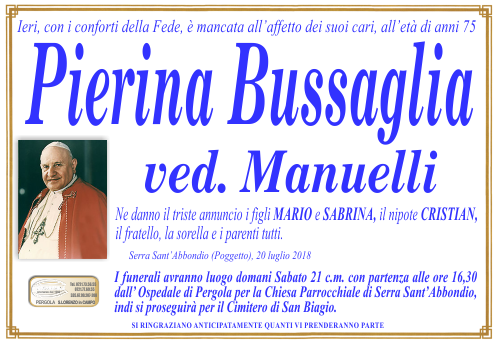 manifesto funebre di Bussaglia Pierina