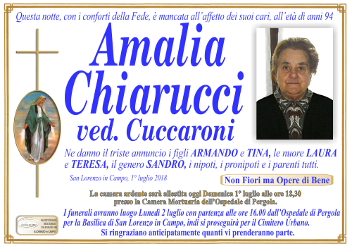 manifesto funebre di Chiarucci Amalia