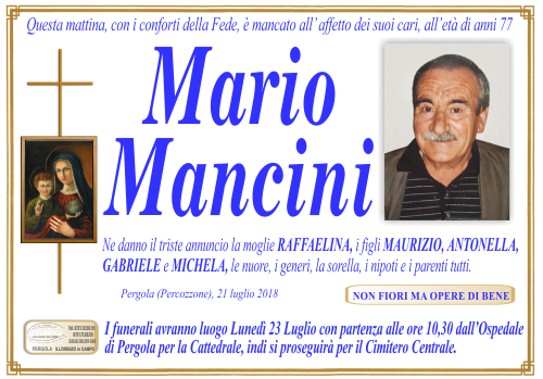 manifesto funebre di Mancini Mario