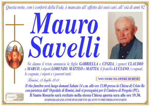 manifesto funebre di Savelli Mauro