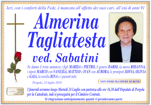 manifesto funebre di Tagliatesta Almerina