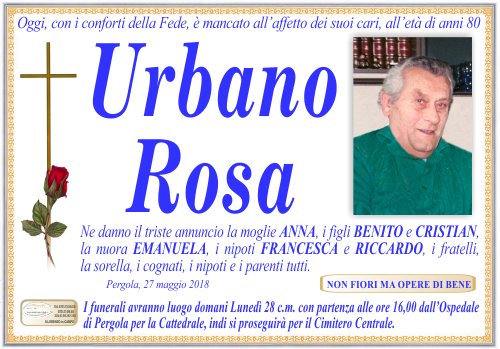 manifesto funebre di Rosa Urbano