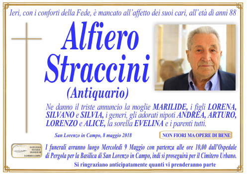 manifesto funebre di Straccini Alfiero