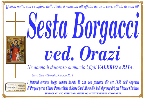 manifesto funebre di Borgacci Sesta