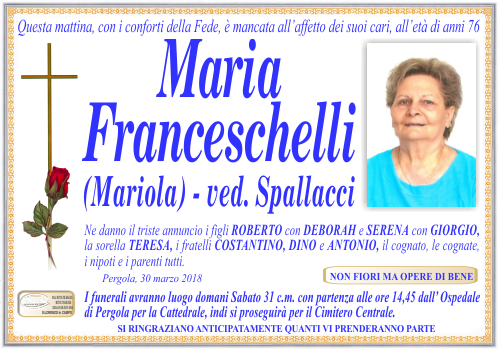 manifesto funebre di Franceschelli Maria