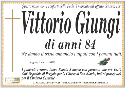 manifesto funebre di Giungi Vittorio