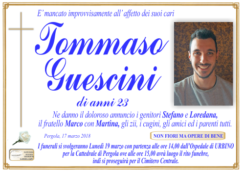 manifesto funebre di Guescini Tommaso