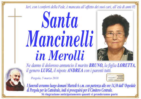 manifesto funebre di Mancinelli Santa