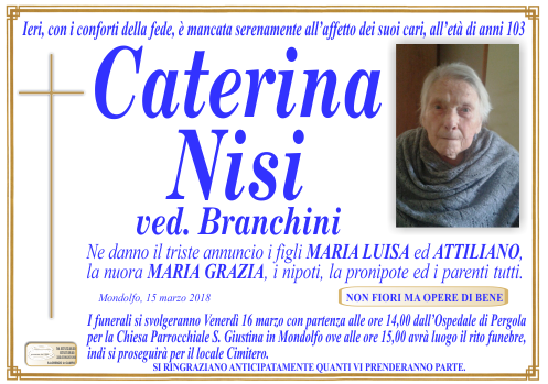 manifesto funebre di Nisi Caterina