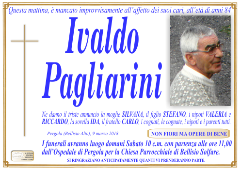 manifesto funebre di Pagliarini Ivaldo