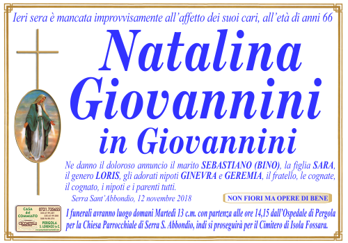 manifesto funebre di Giovannini Natalina