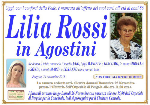 manifesto funebre di Rossi Lilia