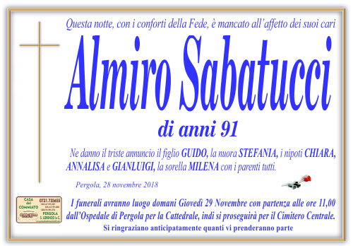 manifesto funebre di Sabatucci Almiro