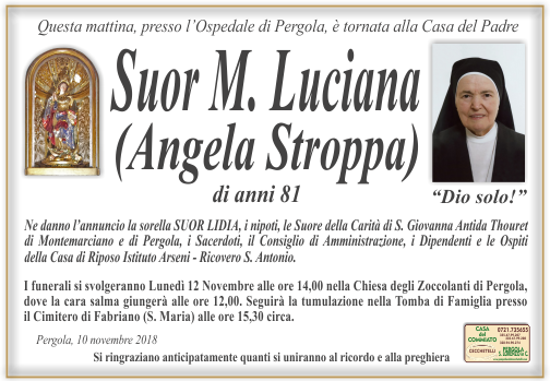 manifesto funebre di Stroppa Angela