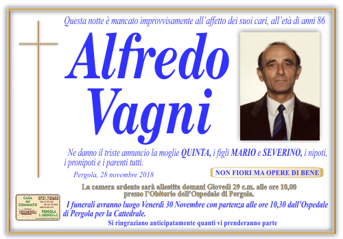 manifesto funebre di Vagni Alfredo