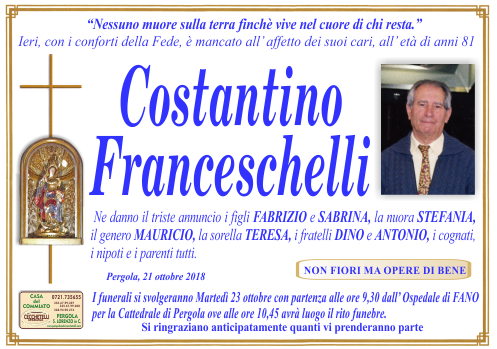 manifesto funebre di Franceschelli Costantino