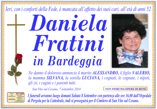 manifesto funebre di Fratini Daniela