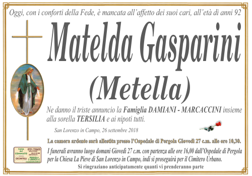 manifesto funebre di Gasparini Matelda