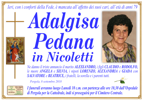 manifesto funebre di Pedana Adalgisa