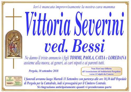 manifesto funebre di Severini Vittoria