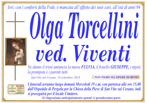 manifesto funebre di Torcellini Olga