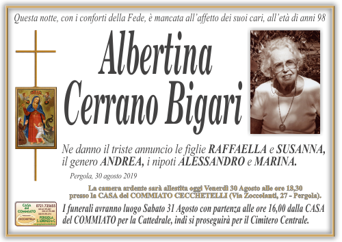 manifesto funebre di Cerrano Albertina