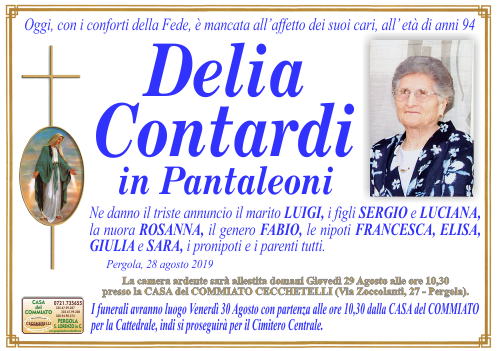 manifesto funebre di Contardi Delia