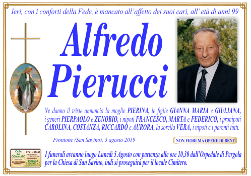 manifesto funebre di Pierucci Alfredo