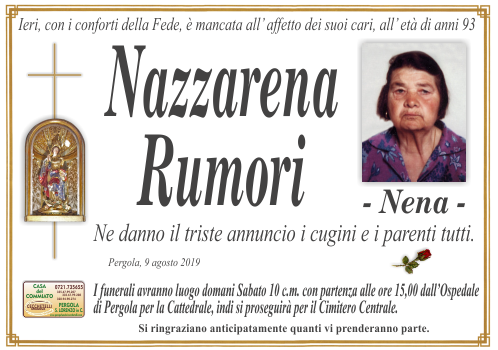 manifesto funebre di Rumori Nazzarena