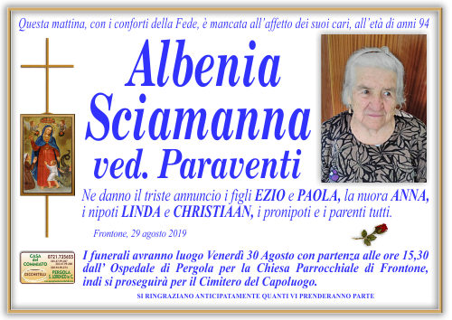 manifesto funebre di Sciamanna Albenia
