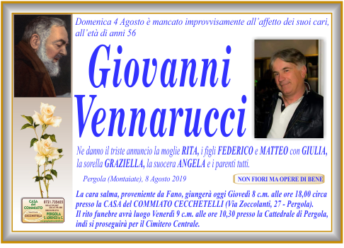 manifesto funebre di Vennarucci Giovanni