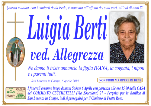 manifesto funebre di Berti Luigia