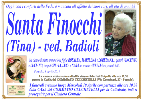manifesto funebre di Finocchi Santa